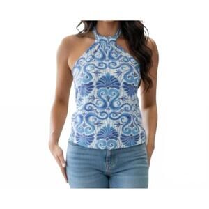 NEW MICHELLE PARISOU halter top in blue